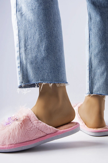 Pantuflas rosas calentitas con flores Moly 2