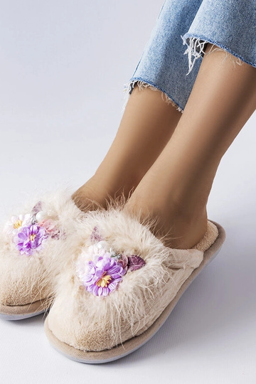 Zapatillas de casa mujer beige Moly