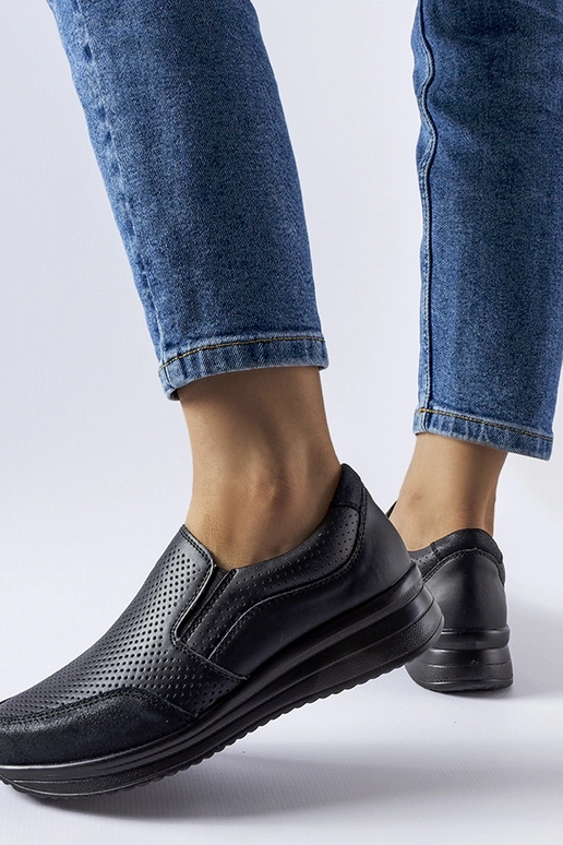 Zapatillas negras de cuña calada Rhéaume