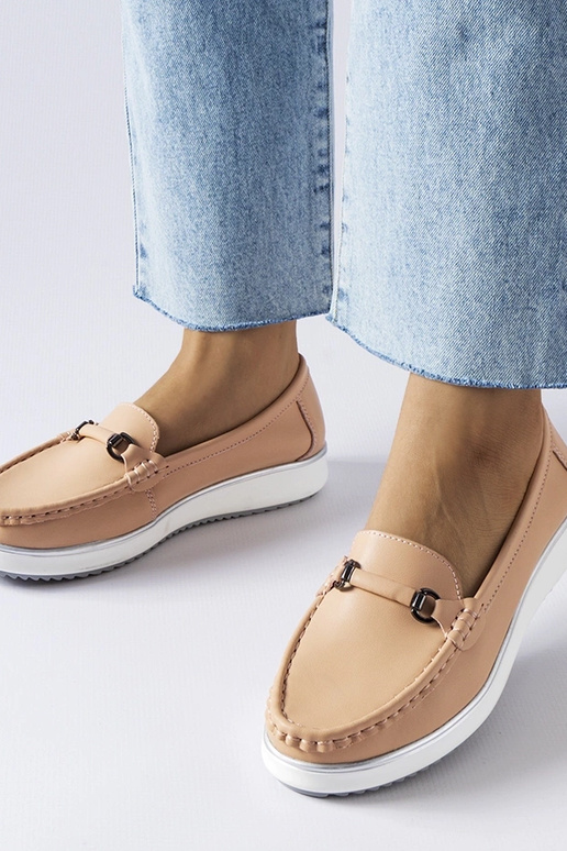 Mocasines con plantilla de cuero rosa...