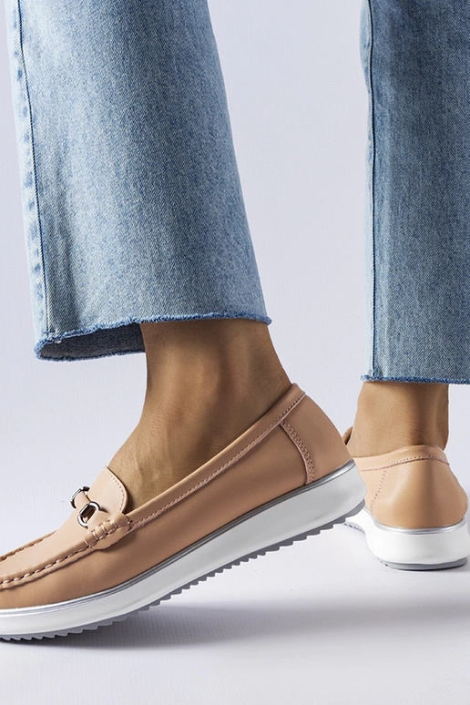 Mocasines con plantilla de cuero rosa...