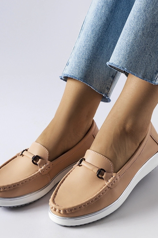 Mocasines con plantilla de cuero rosa...