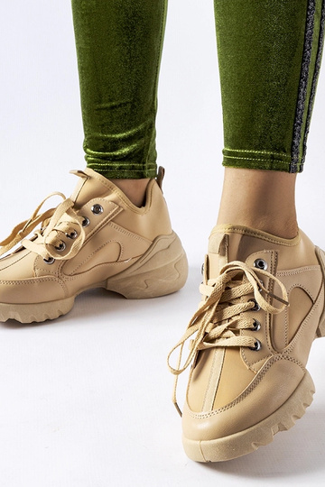 Zapatillas deportivas color arena oscuro con caña elástica "Abal"