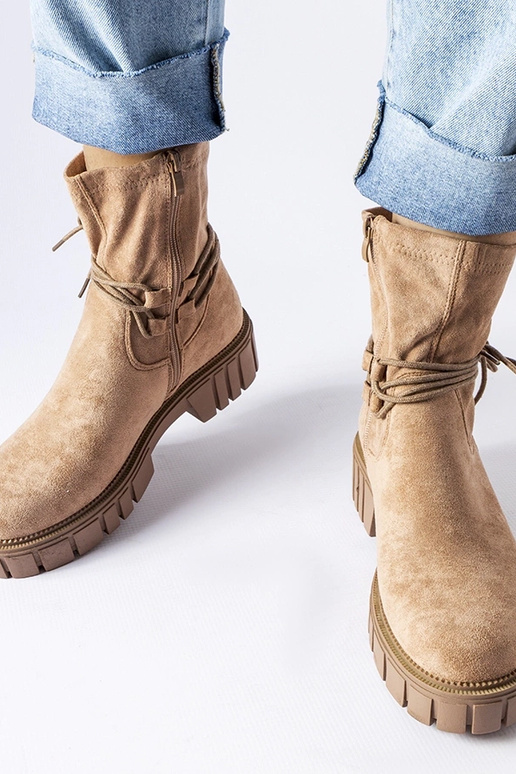 Botines con cordones beige Averardo