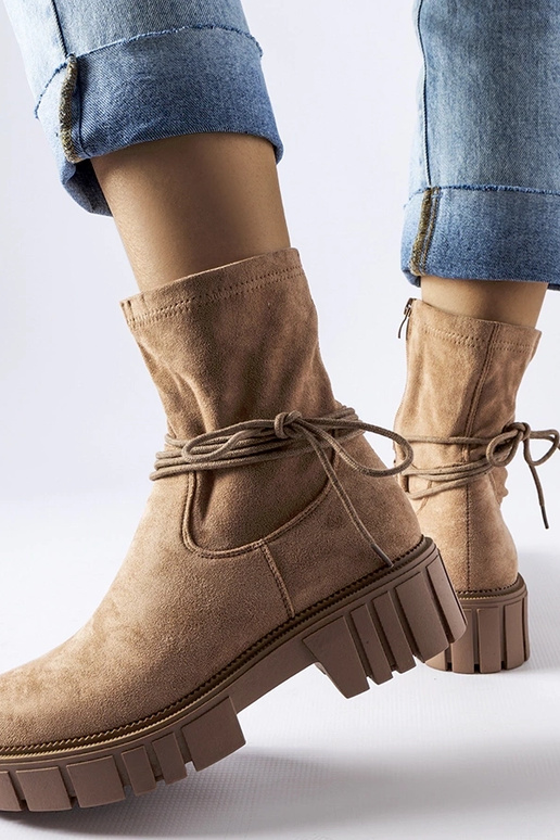 Botines con cordones beige Averardo