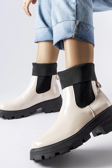Botas de trabajo beige sin cordones de Breolungi 2