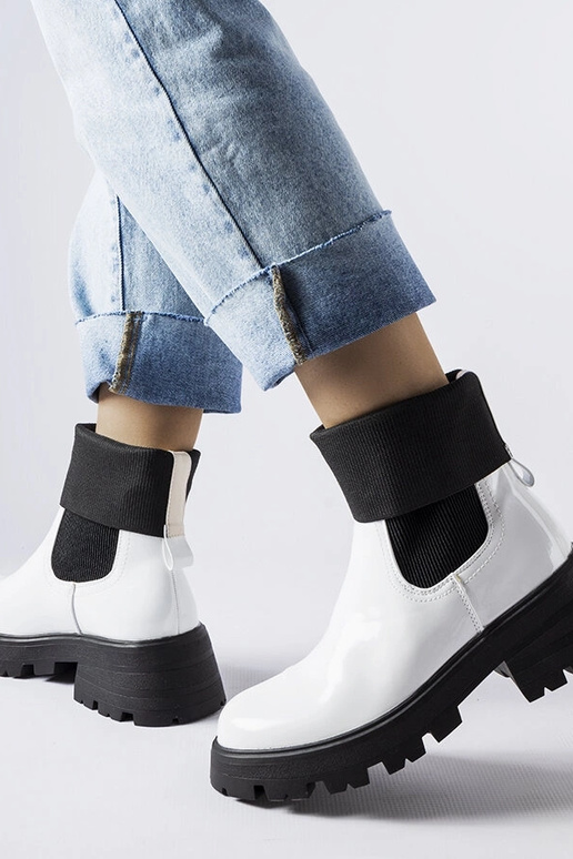 Botas de trabajo blancas sin cordones...