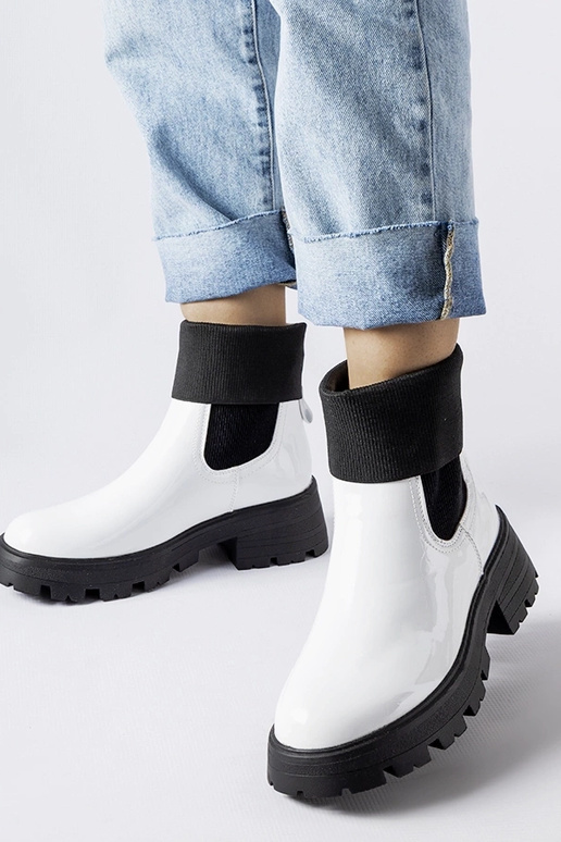 Botas de trabajo blancas sin cordones...