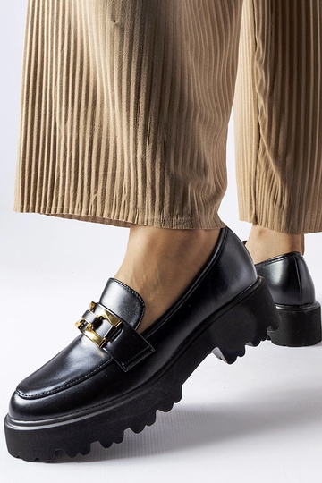 Mocasines negros para mujer con hebilla, "Piazzo" 2