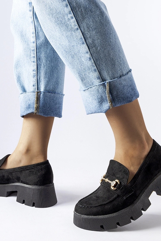 Mocasines negros con hebilla y...