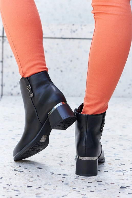 Botines negros de piel sintética con...