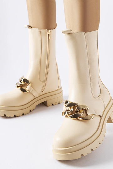 Botines beige con cadena Thierry