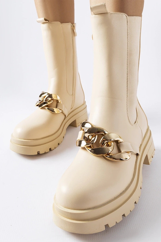 Botines beige con cadena Thierry