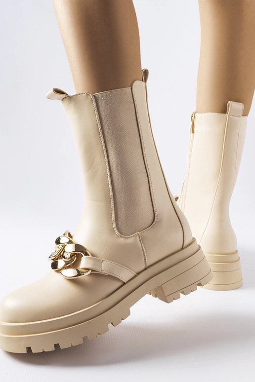 Botines beige con cadena Thierry