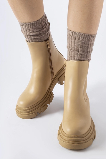 Botines beige con inserción de goma D'Isola