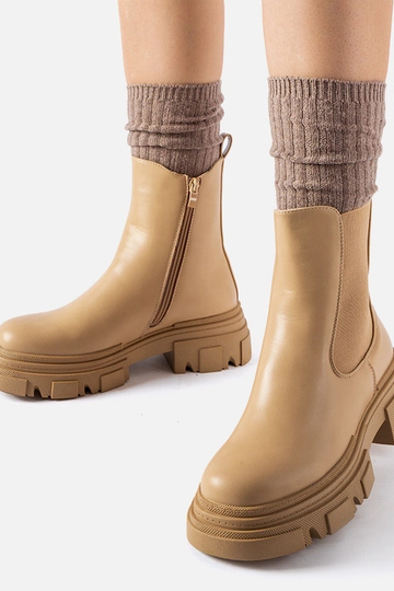 Botines beige con inserción... 2