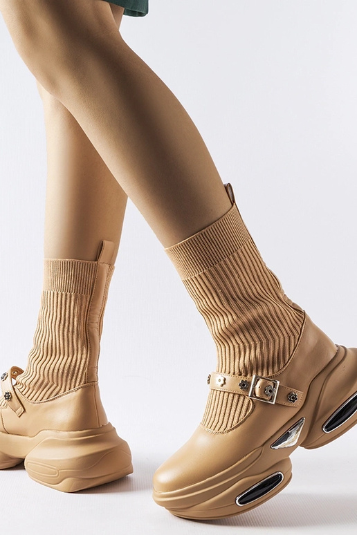 Botas estilo calcetín beige Ivana
