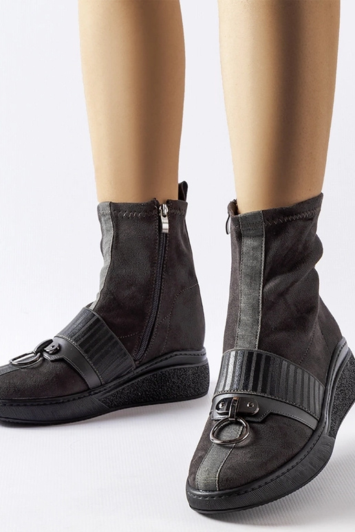 Botines grises tipo calcetín con...