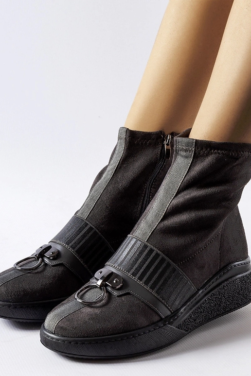 Botines grises tipo calcetín con...