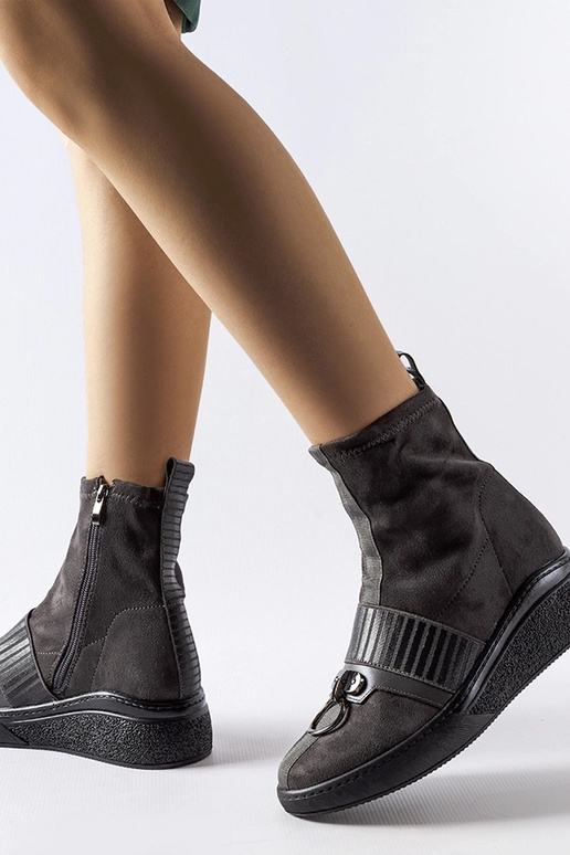 Botines grises tipo calcetín con...