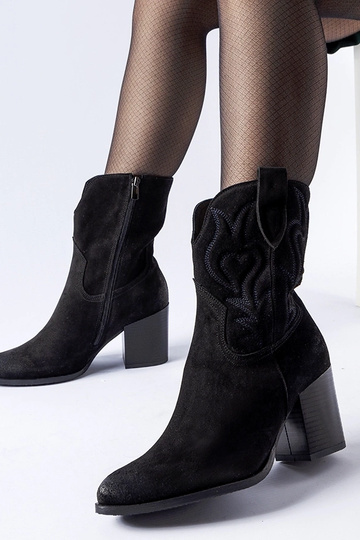 Botas de estilo cowboy de ante negras, "Karino"