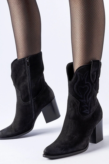 Botas de estilo cowboy de ante negras, "Karino" 2