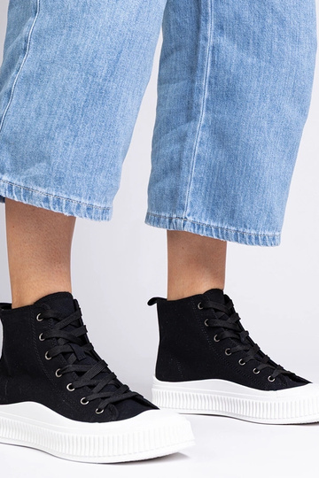 Zapatos altos negros con plataforma, "Guerrino"