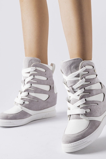 Zapatillas deportivas blanco-grises con plataforma, "Pantaleone"