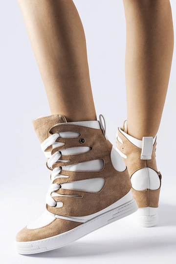 Zapatillas de cuña blancas y beige de Pantaleone