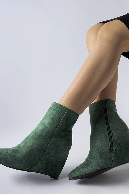 Botines de cuña puntiaguda verde...