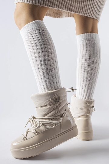 Botas de nieve beige con aislamiento y banda elástica Oslavia