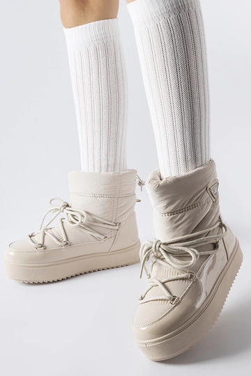 Botas de nieve beige con aislamiento y banda elástica Oslavia 2