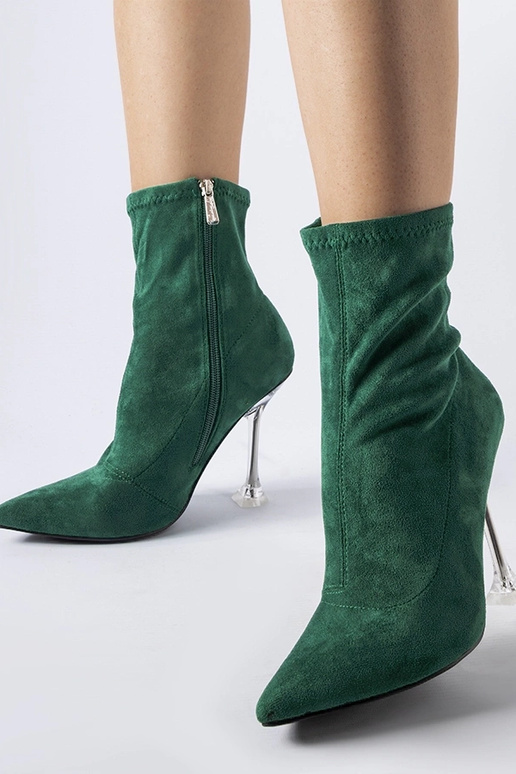 botines verdes con tacón decorativo...