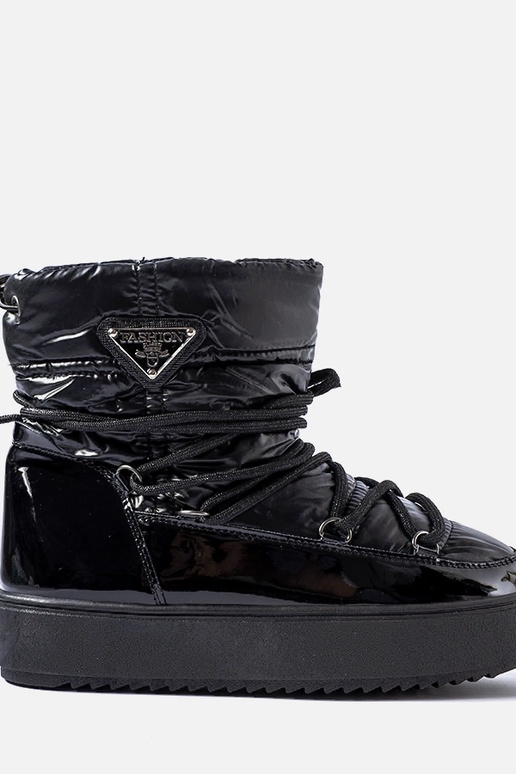 Botines negros lacados de nieve con...