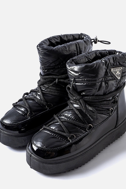 Botines negros lacados de nieve con...