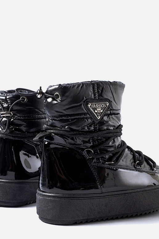 Botines negros lacados de nieve con...