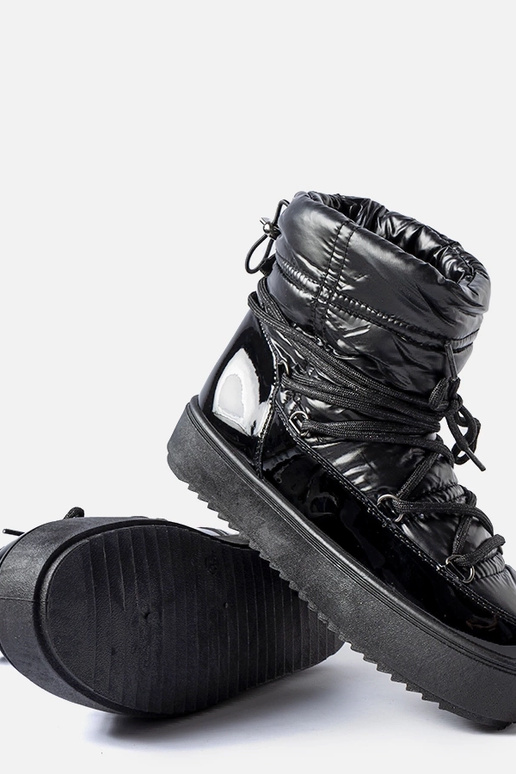 Botines negros lacados de nieve con...