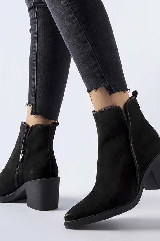 Botines negros de ante con tacón...