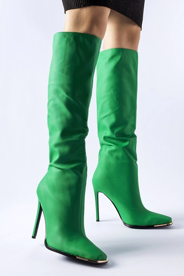 Botas de tacón alto verdes Conjunto