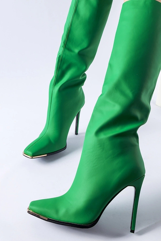 Botas de tacón alto verdes Conjunto