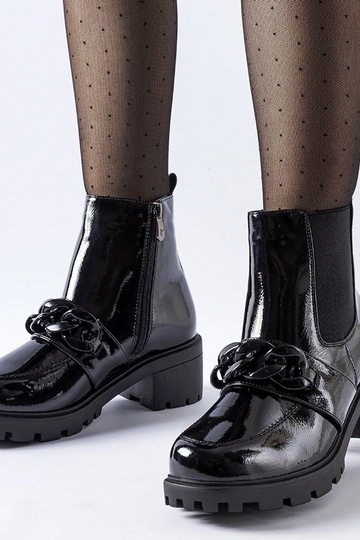 Botas negras de charol con hebilla y aislamiento Leo