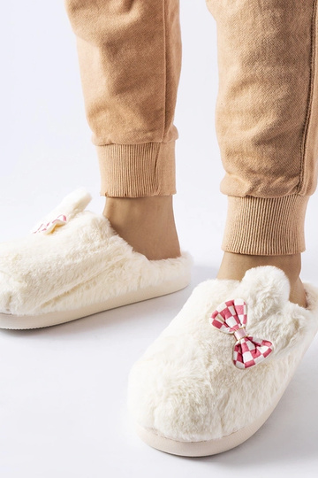 Zapatillas de estar por casa de mujer blancas con aislamiento y orejas Buga