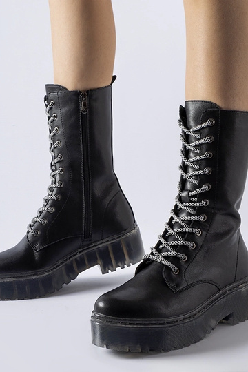 Botas negras cálidas de piel auténtica de Middletown