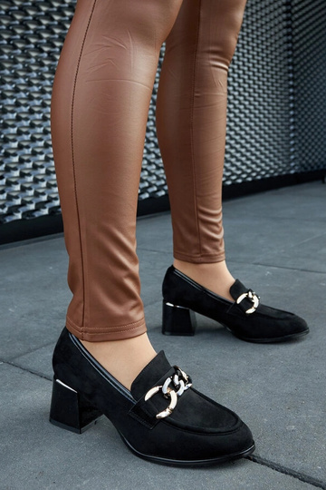 Zapatos negros de tacón cuadrado de ante sintético Brenta