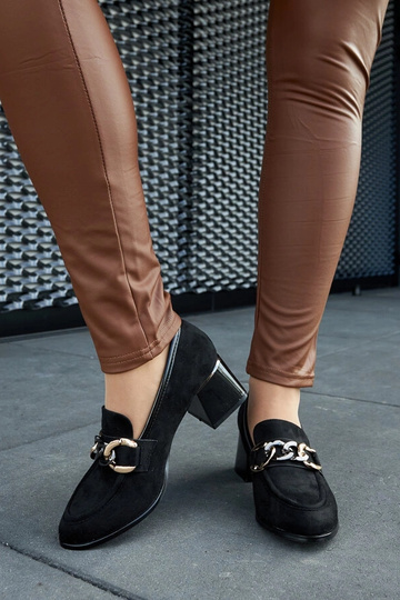 Zapatos negros de tacón cuadrado de ante sintético Brenta 2