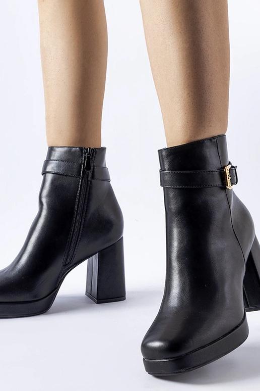 Botines negros de otoño con tacón de...