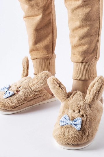 Zapatillas beige con orejas y lazo Bruna