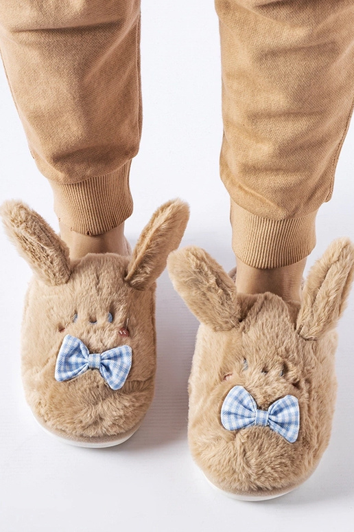 Zapatillas beige con orejas y lazo Bruna