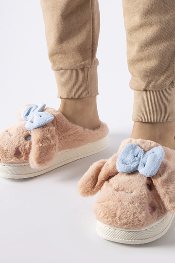 Pantuflas rosas calentitas con orejas y lazo Gilda