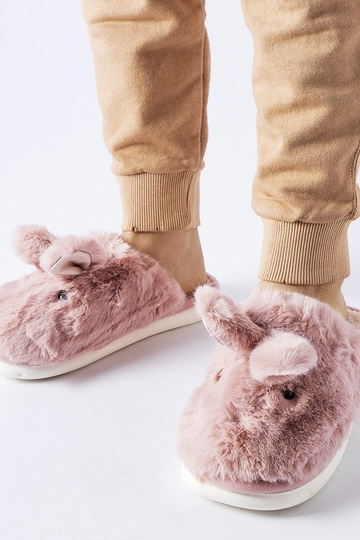 Pantuflas rosas cálidas con orejas Daniele